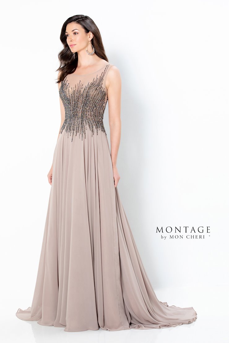 Montage 220939 Long Beaded Bodice Formal Evening Dress