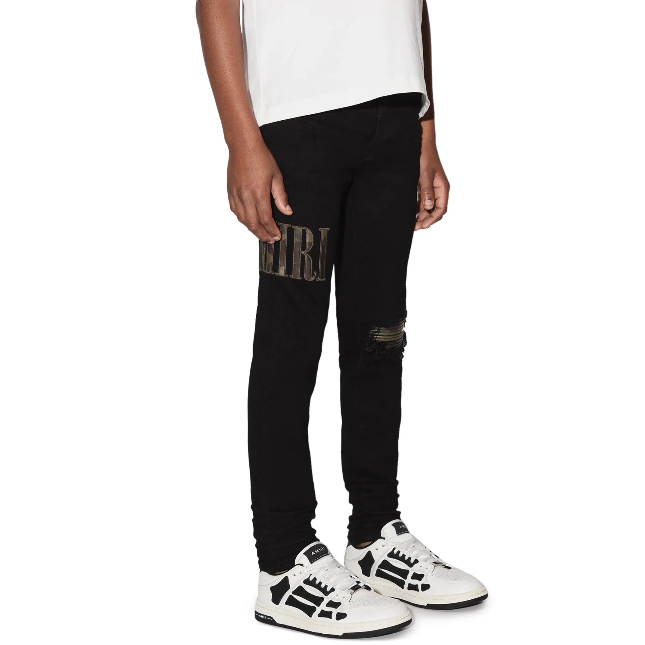 Amiri Kids Camo Applique Black Denim Jeans - view 2