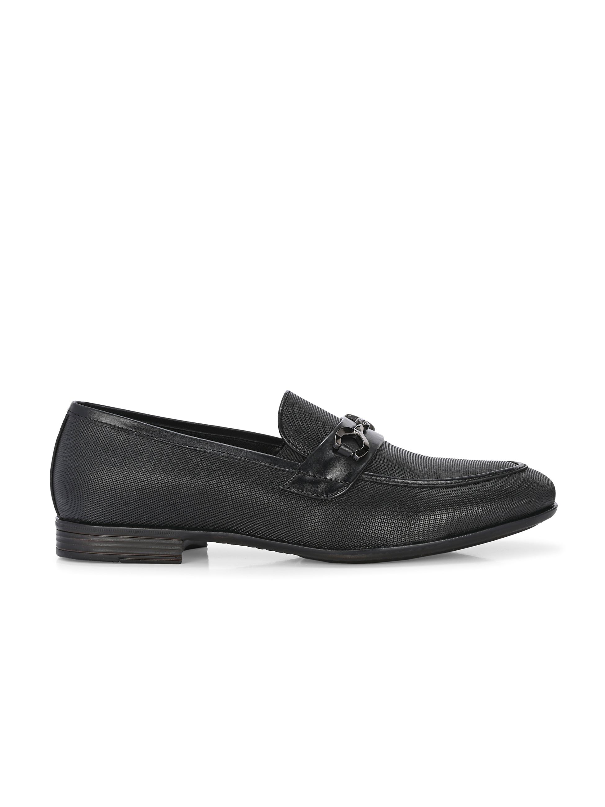 Nova Textured Buckled Loafers by Aspeerio – Black - view 7