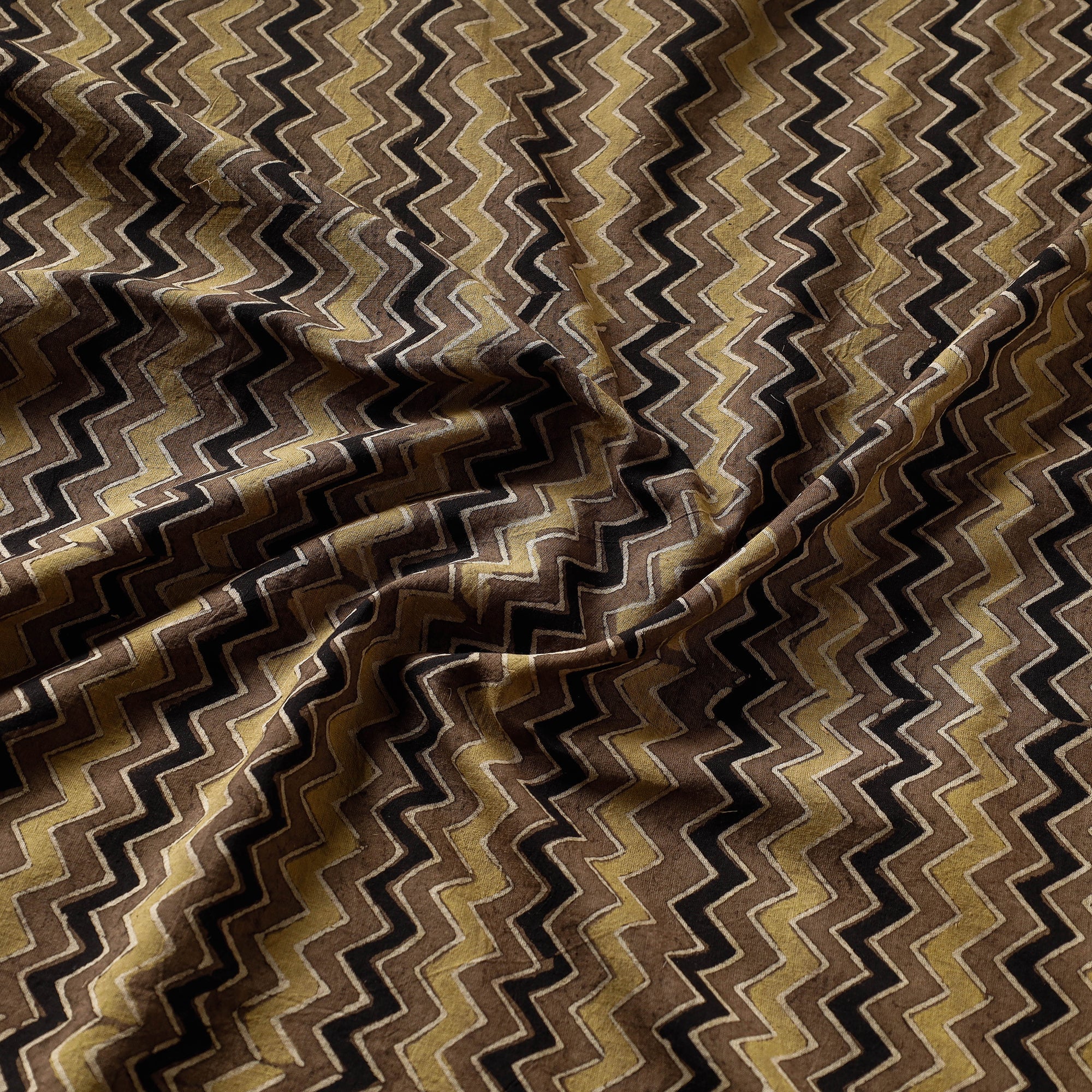 KACHCHH JI CHHAAP Ash Brown Ajrakh Hand Block Printed Cotton Fabric - view 3