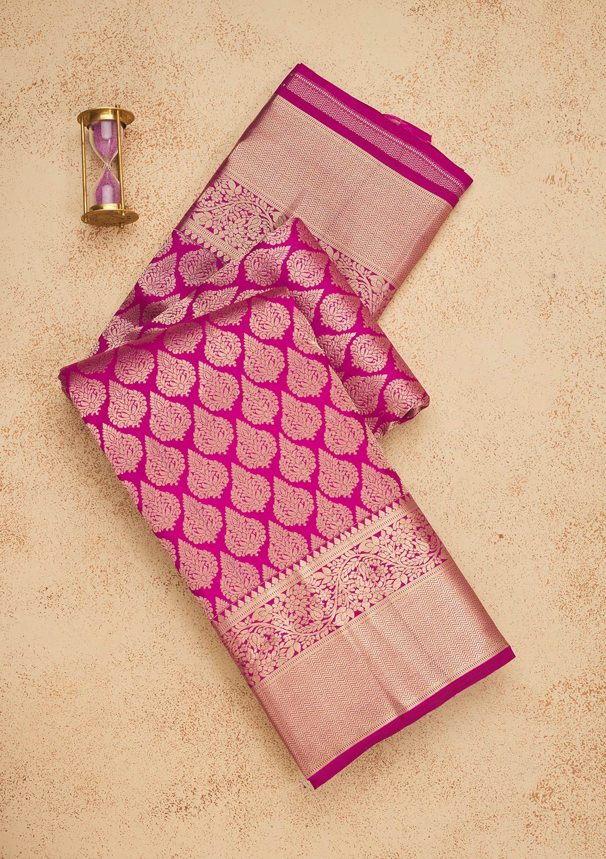 Koskii Wine Zariwork Pure Silk Saree – Women's