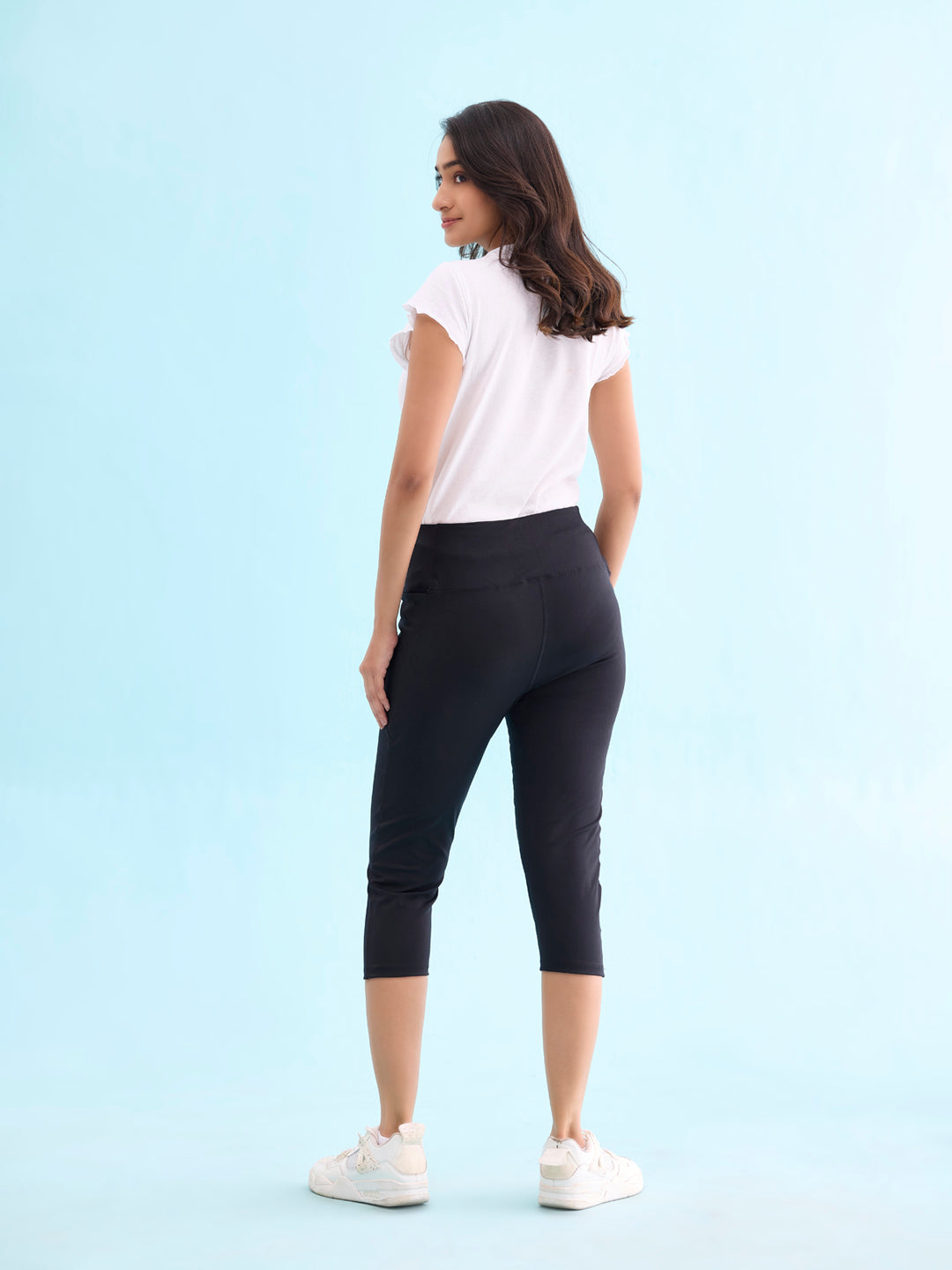 Go Colors Women Solid Black High Rise Training Capri - view 4
