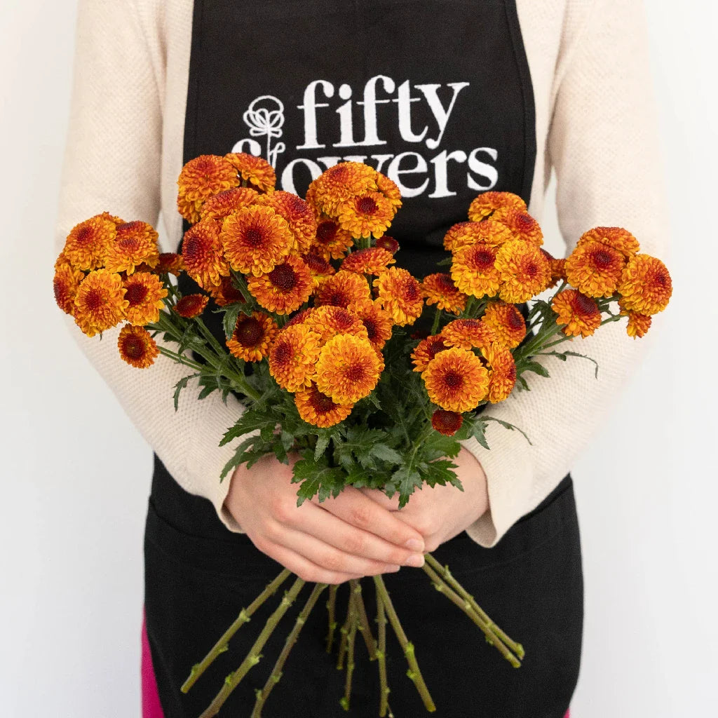FiftyFlowers Sunrise Orange Pom Flower