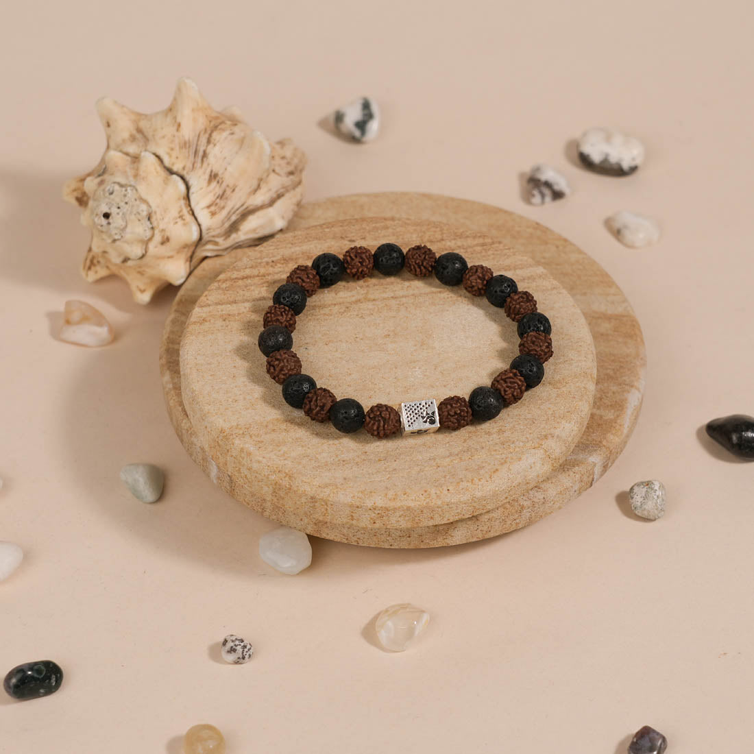 Prinjal Jewellers Rudraksha with Lava Beads Bracelet - view 2