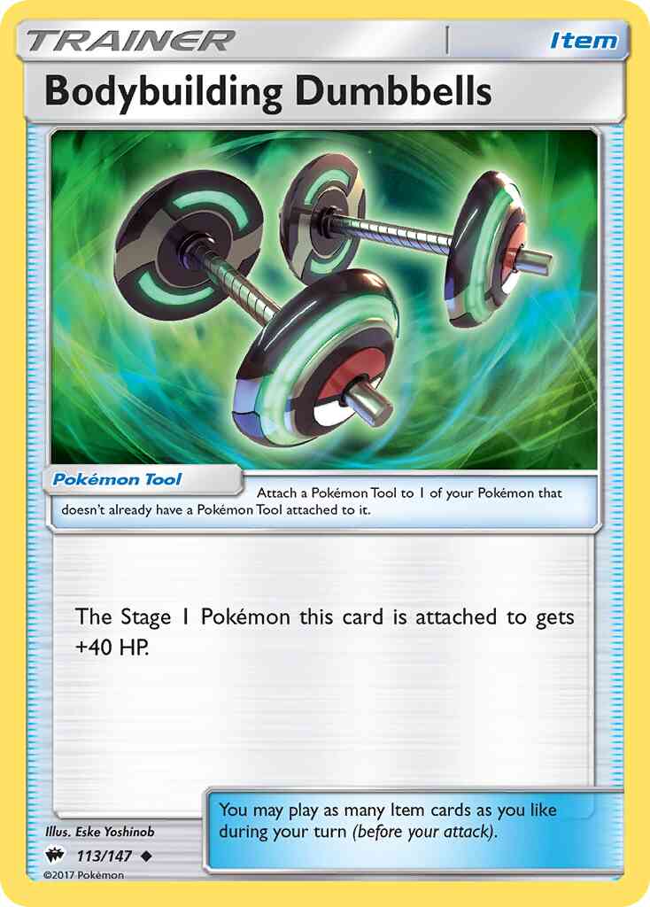 Uncommon sm3-113 reverse – Pokémon Bodybuilding Dumbbells - 113/147 - Uncommon [sm3-113] [Reverse Holo]