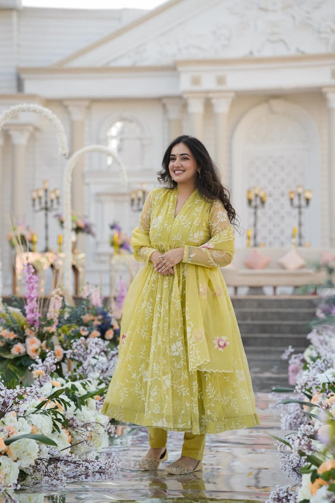 Idaho-o Faded yellow organza suit set - view 3