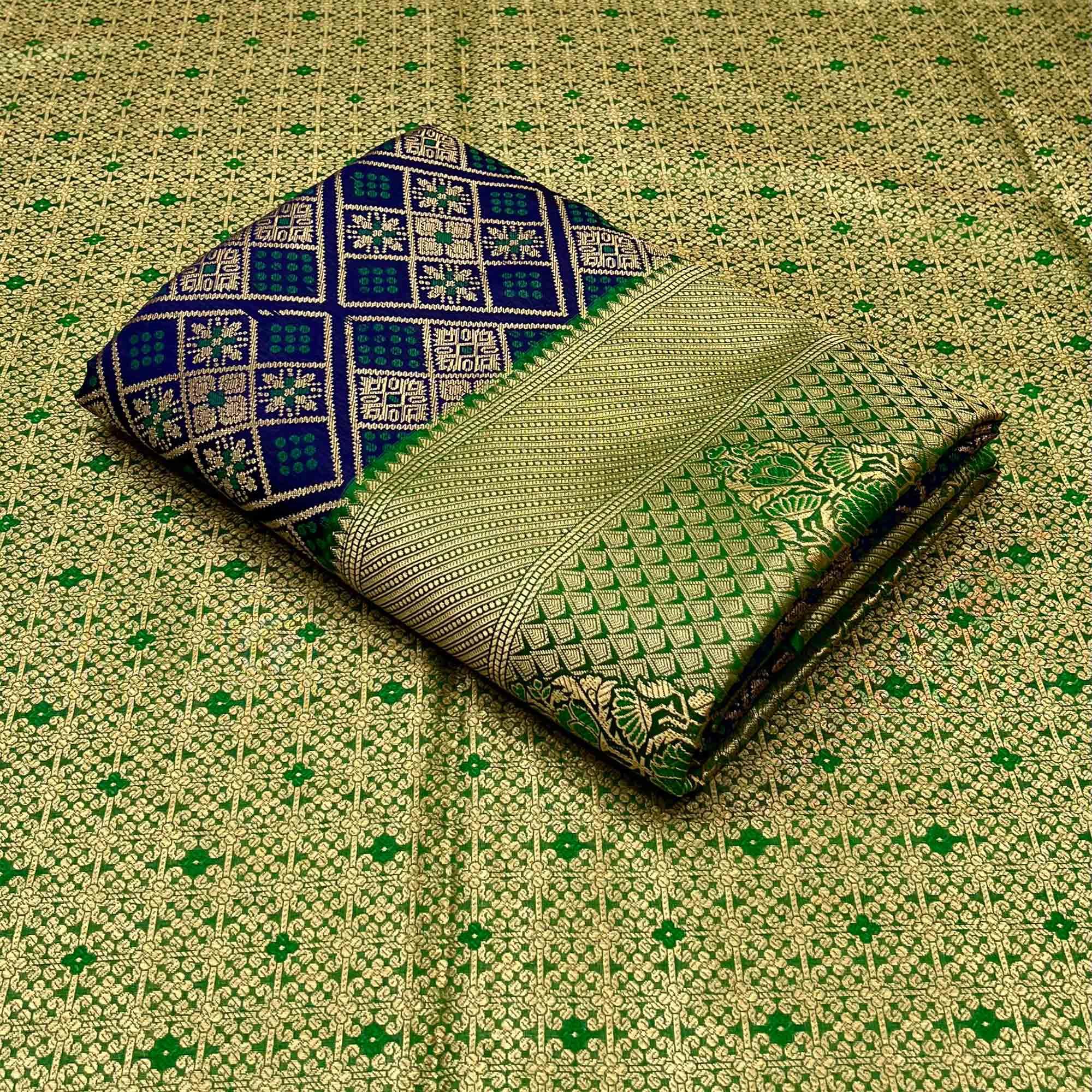 Peachmode Blue Woven Patola Art Silk Saree – Women's - view 4