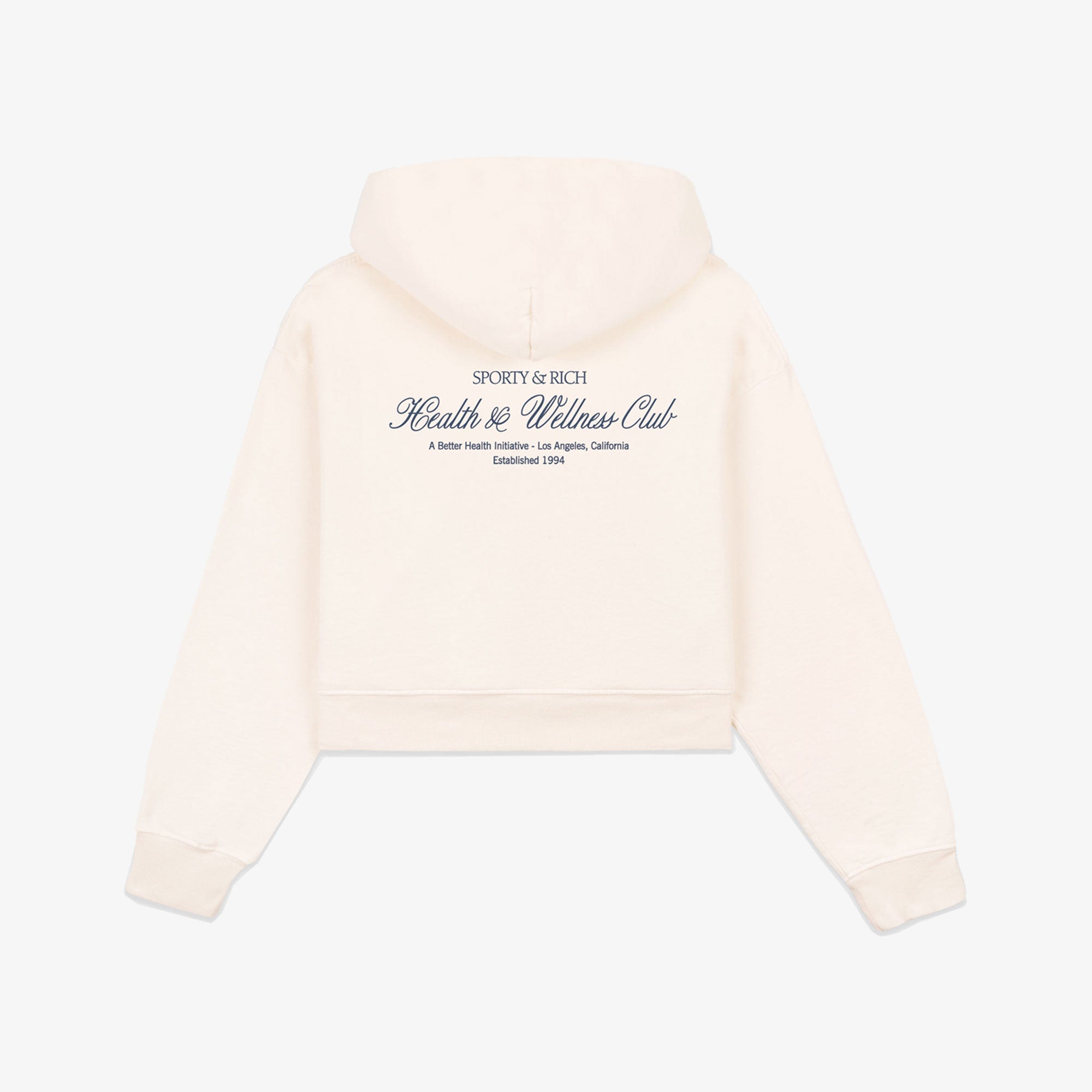 Sporty & Rich | H&w Club Cropped Hoodie { Cream/navy - view 2