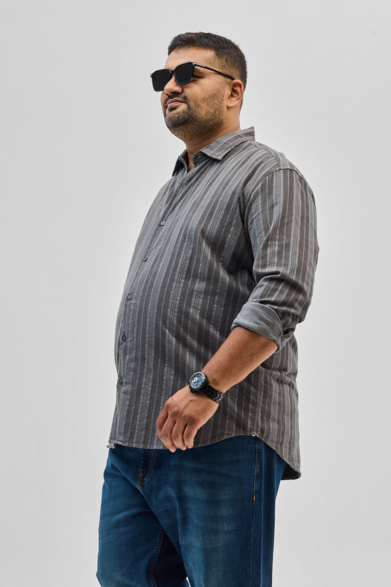 SNITCH Grey Stripes Corduroy Shirt