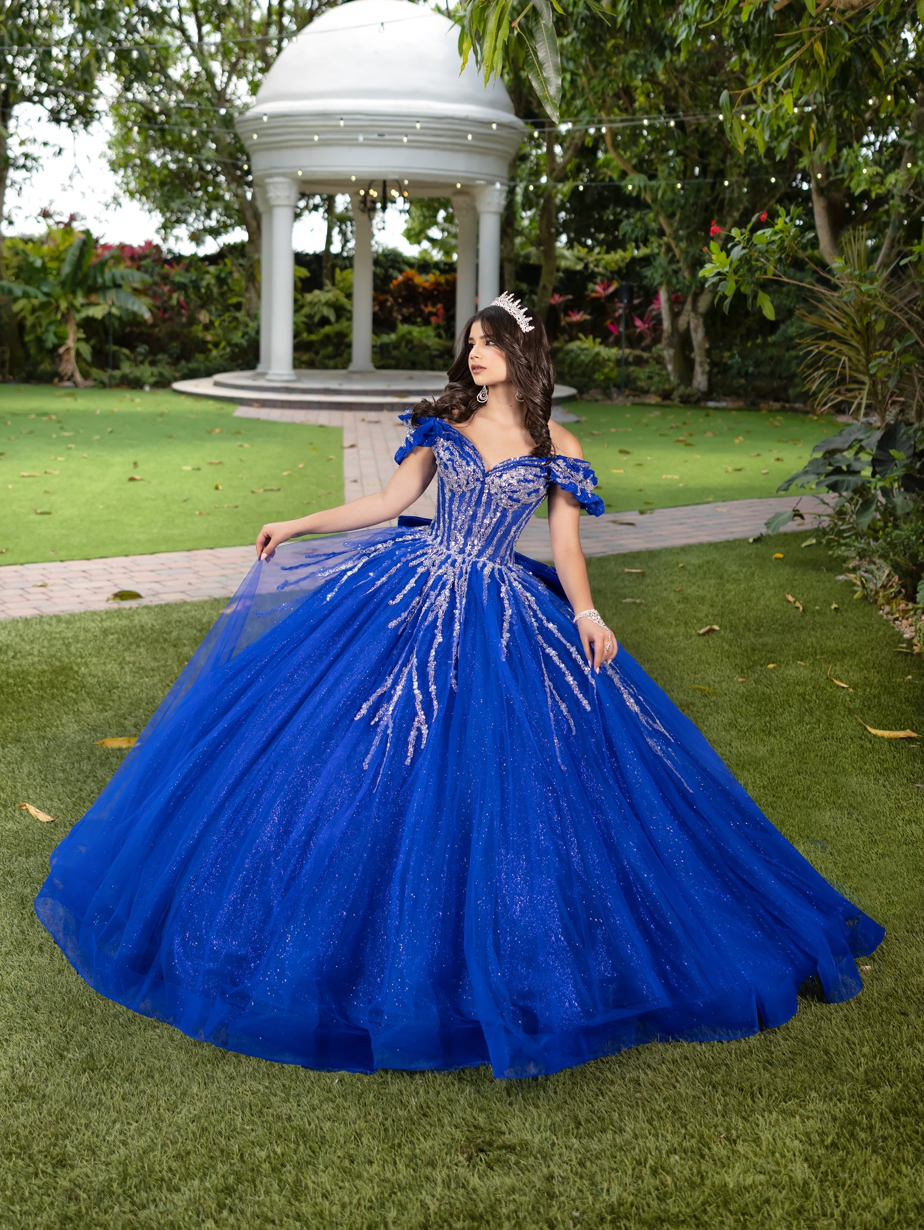 House of Wu Fiesta Gowns Beaded Off Shoulder Ball Gown by LizLuo Fiesta 56535
