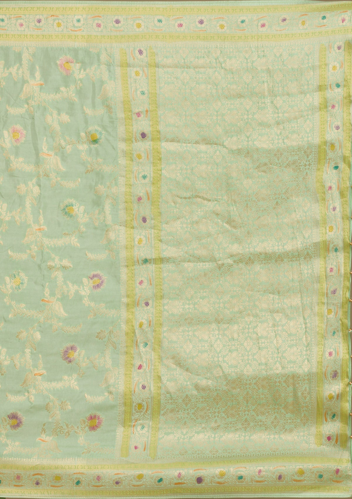 Koskii Pista Green Zariwork Banarasi Silk Saree - view 11