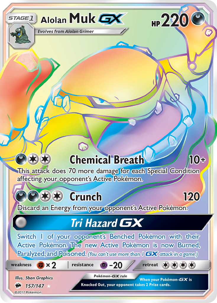 Rare secret sm3-157 – Pokémon Alolan Muk-GX - 157/147 - Rare Secret [sm3-157] [Secret] - Alolan Muk-GX - 157/147 - Rare Secret