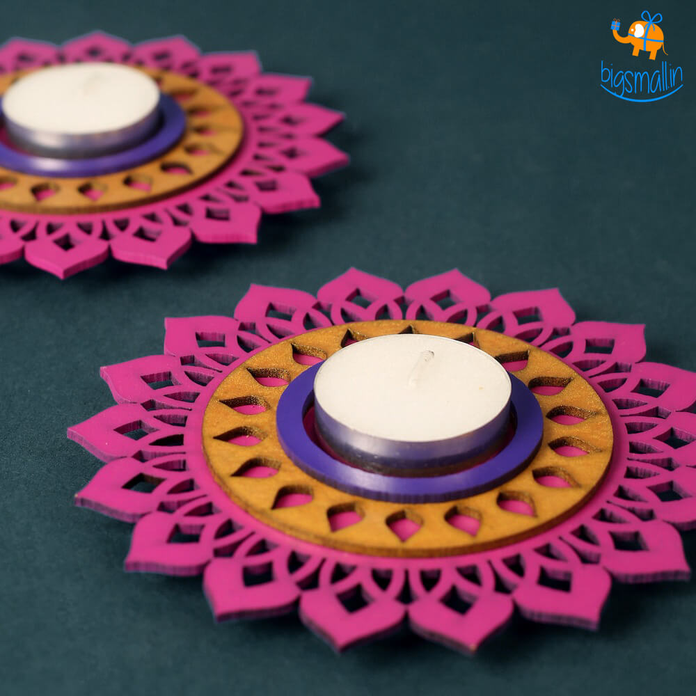 Bigsmall_cc Decorative Wooden Tea Light Holder - Set of 2 - view 12