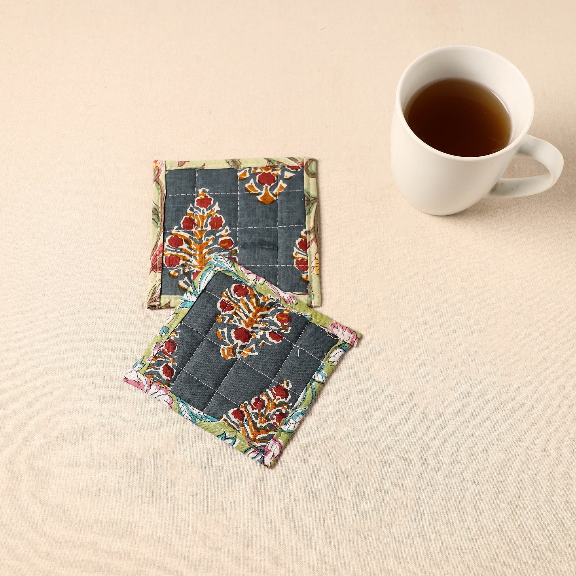 JALPARI Floral Print Cotton Quilted Coasters (Set of 2) 35 - view 2