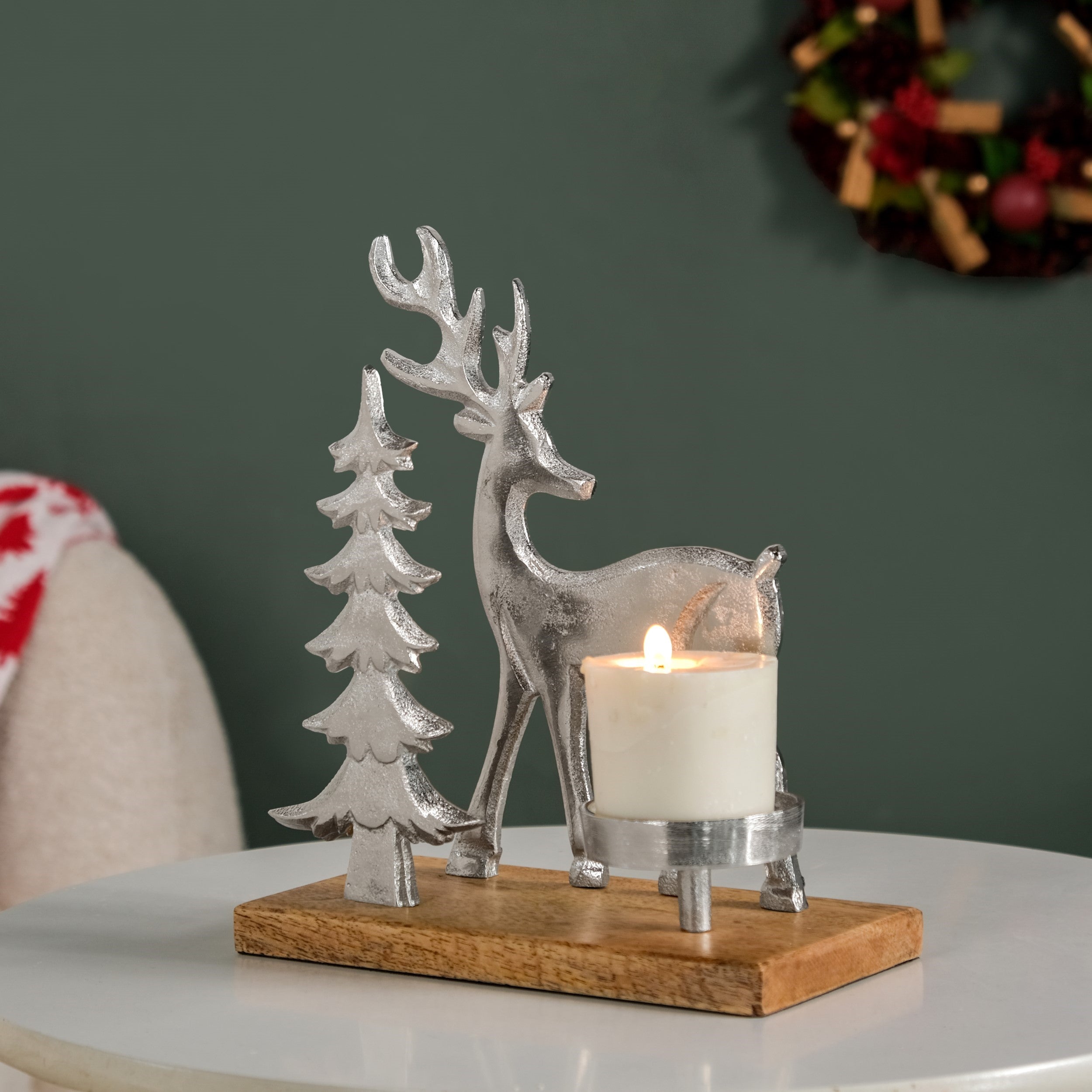 Nestasia Christmas Tree And Reindeer Candle Holder - view 2