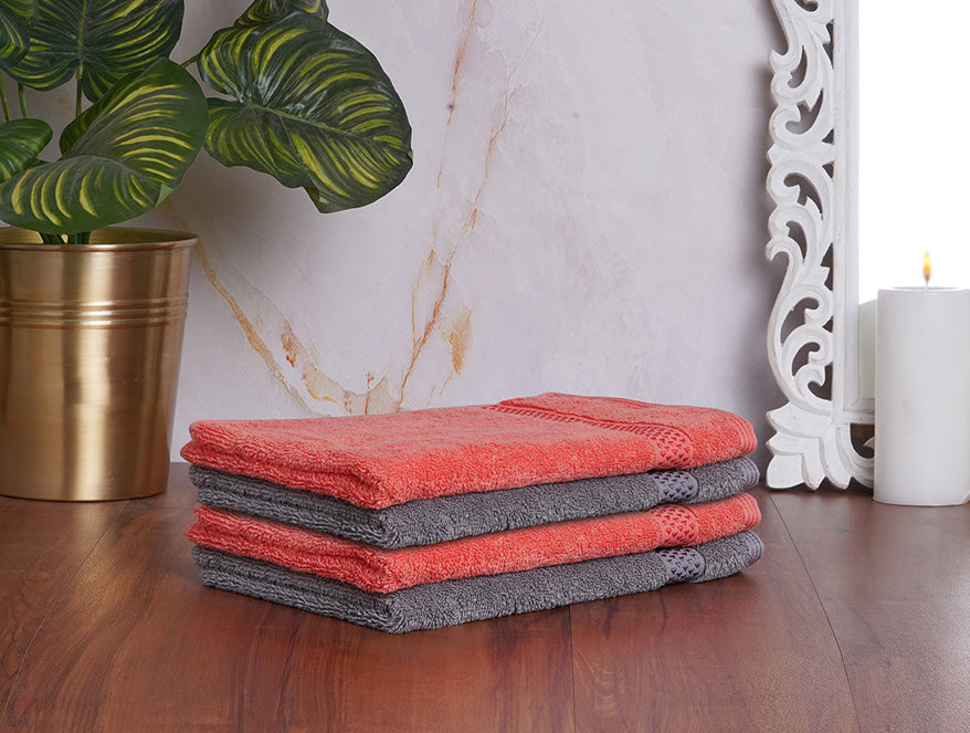 Grape fruit gun – Spaces India Grape Fruit/Gun 4 Piece 100% Cotton Hand Towel Set - Atrium Plus By Spaces