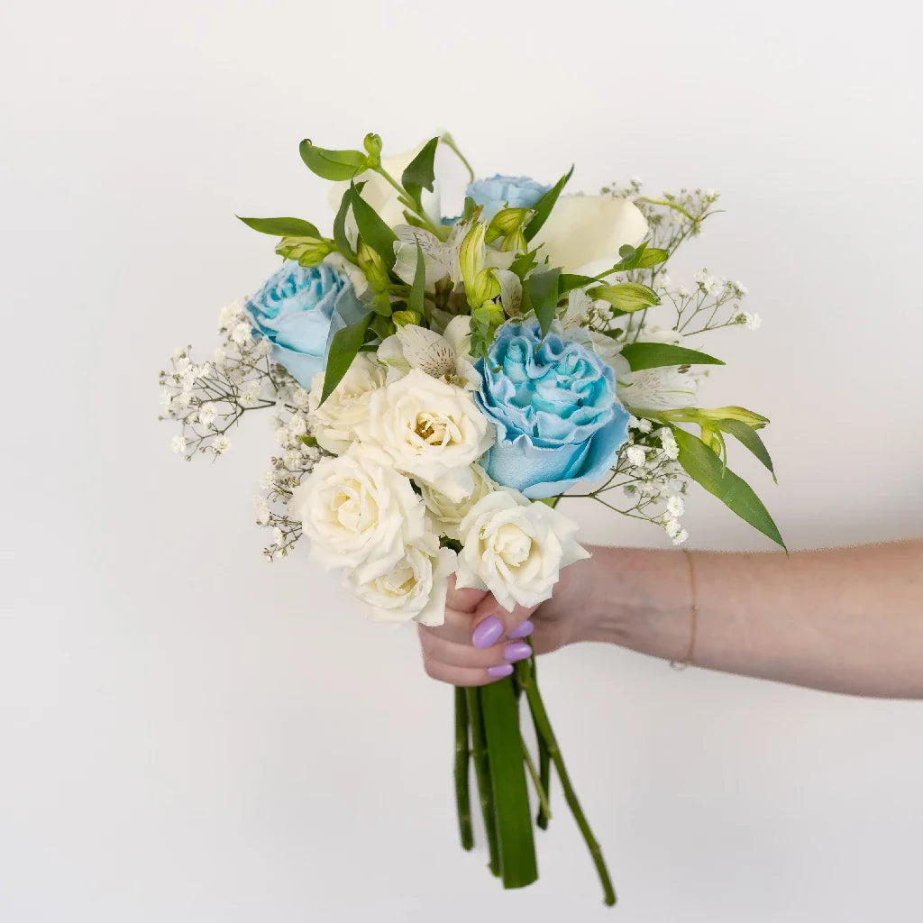 FiftyFlowers Blue Fuzzy Rose Bouquet Bar Kit