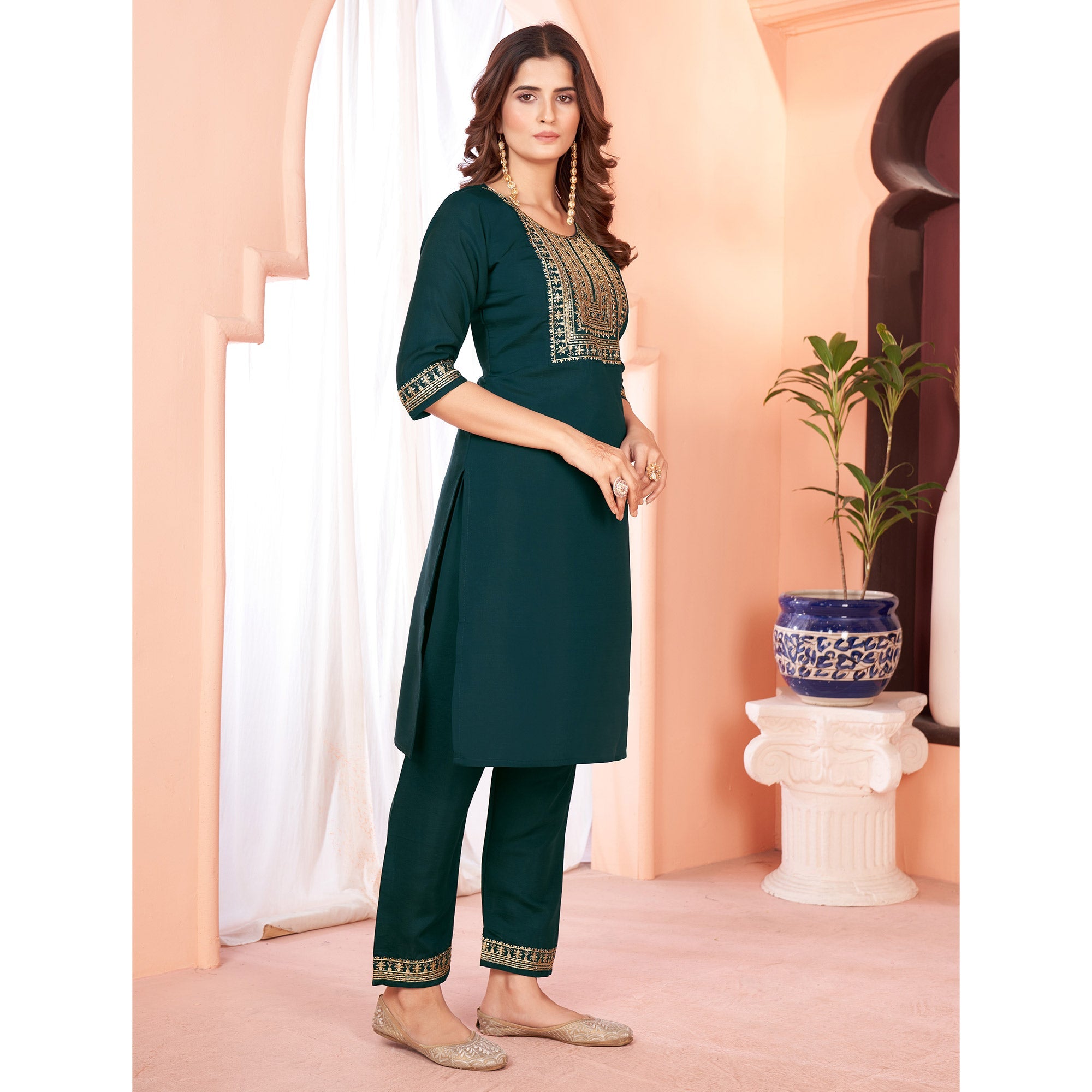 Peachmode Seller Blue Sequins Embroidered Viscose Salwar Suit - view 5