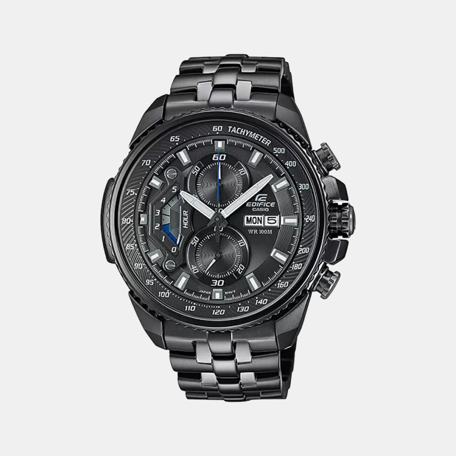 Casio Edifice Men Quartz Black Dial Chronograph Stainless Steel Watch EX387