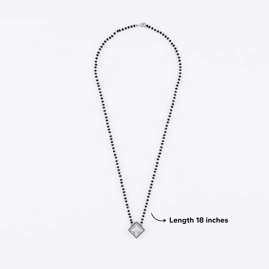 Prinjal Jewellers Solitaire Square Shape Mangalsutra In Silver 92.5 - view 6