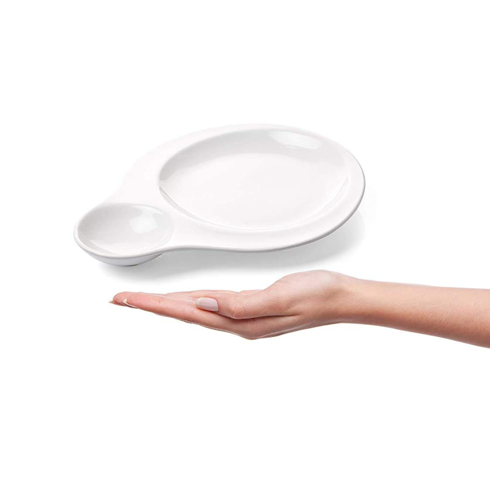 Clay Craft Ceramic Basic Platter Chip & Dip Belly | White | 1 Pc - view 2