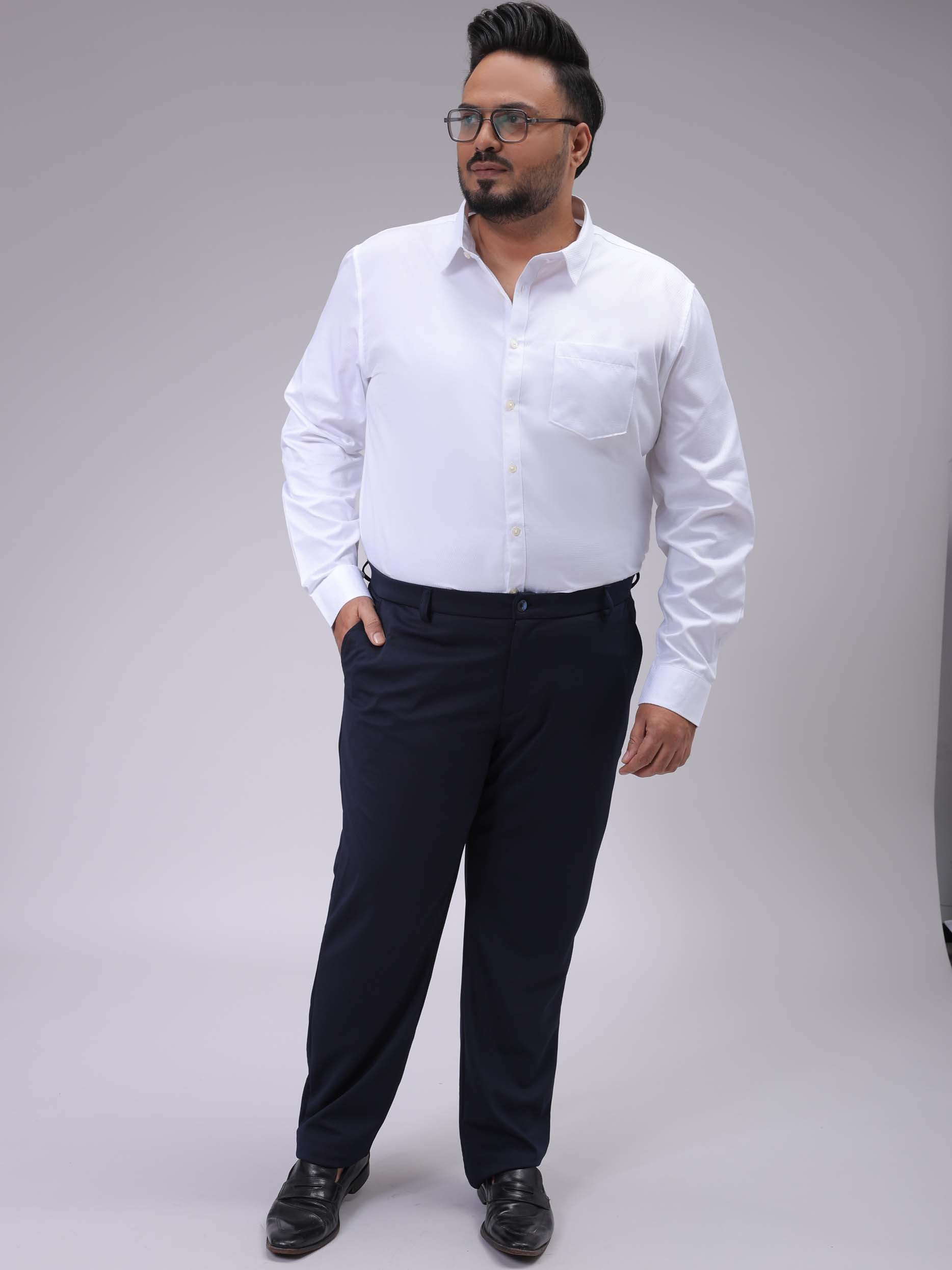 HARDSODA Men's Plus Size White Regular Fit Solid Formal Shirt - view 3