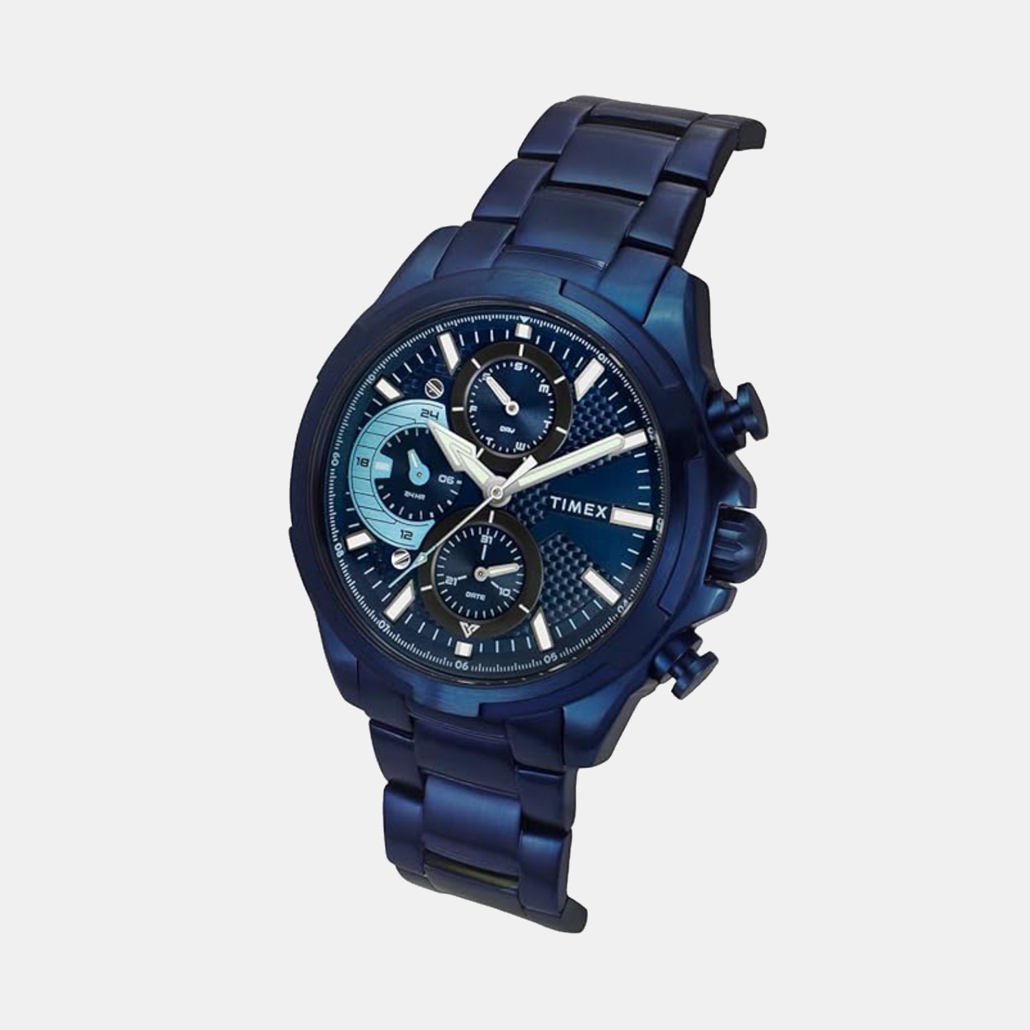 Timex E Class Men Quartz Blue Dial Multi-Function Stainless Steel Watch TWEG25003 - view 2