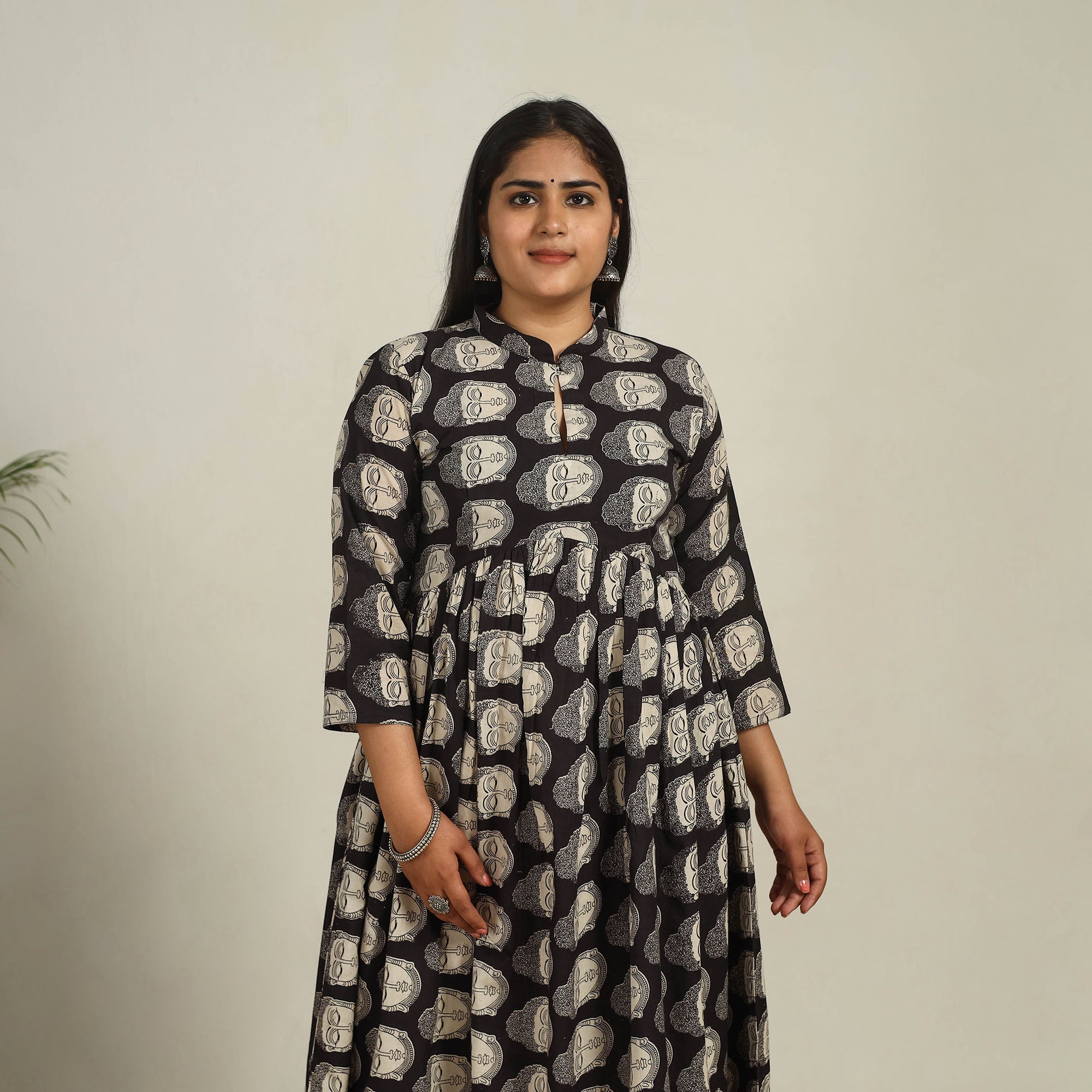 ITOKRI CASUALS Black - Printed Cotton Flared Kalamkari Kurta 15