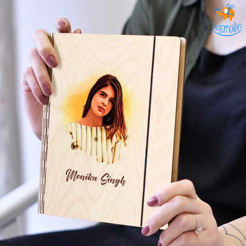 Chitra Chaya Personalized Photo Art Wooden Binder With Elastic Strap | COD Not Available - view 3