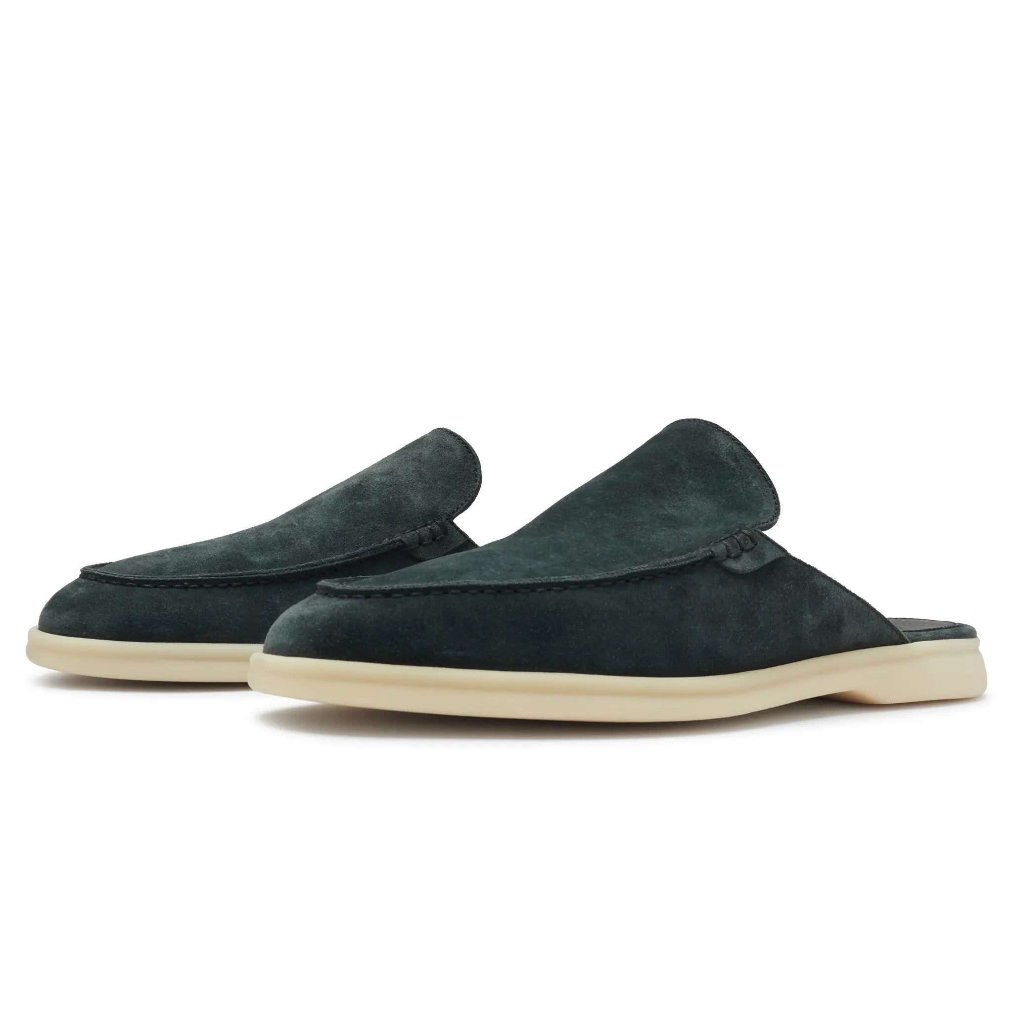 Loro Piana Babouche Walk Suede Dark Green Loafers - view 2