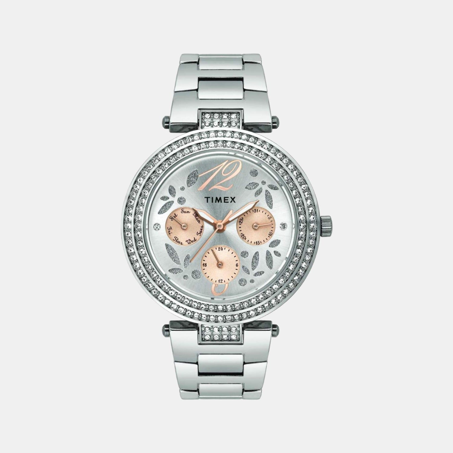 Timex E Class Women Quartz Silver Dial Chronograph Stainless Steel Watch TWEL12001