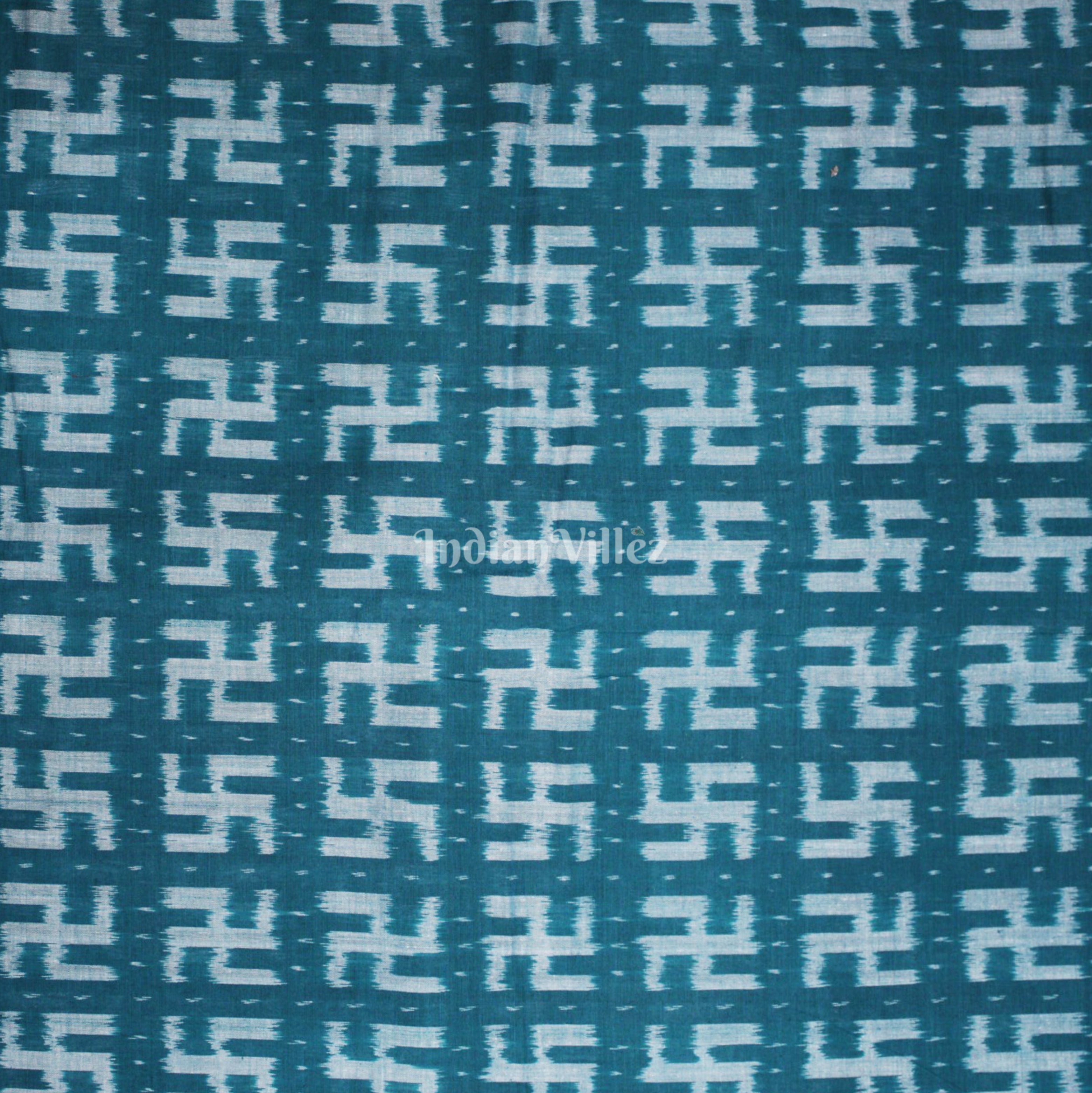 IndianVillèz Green Swastik Design Sambalpuri Ikat Cotton Fabric - view 2