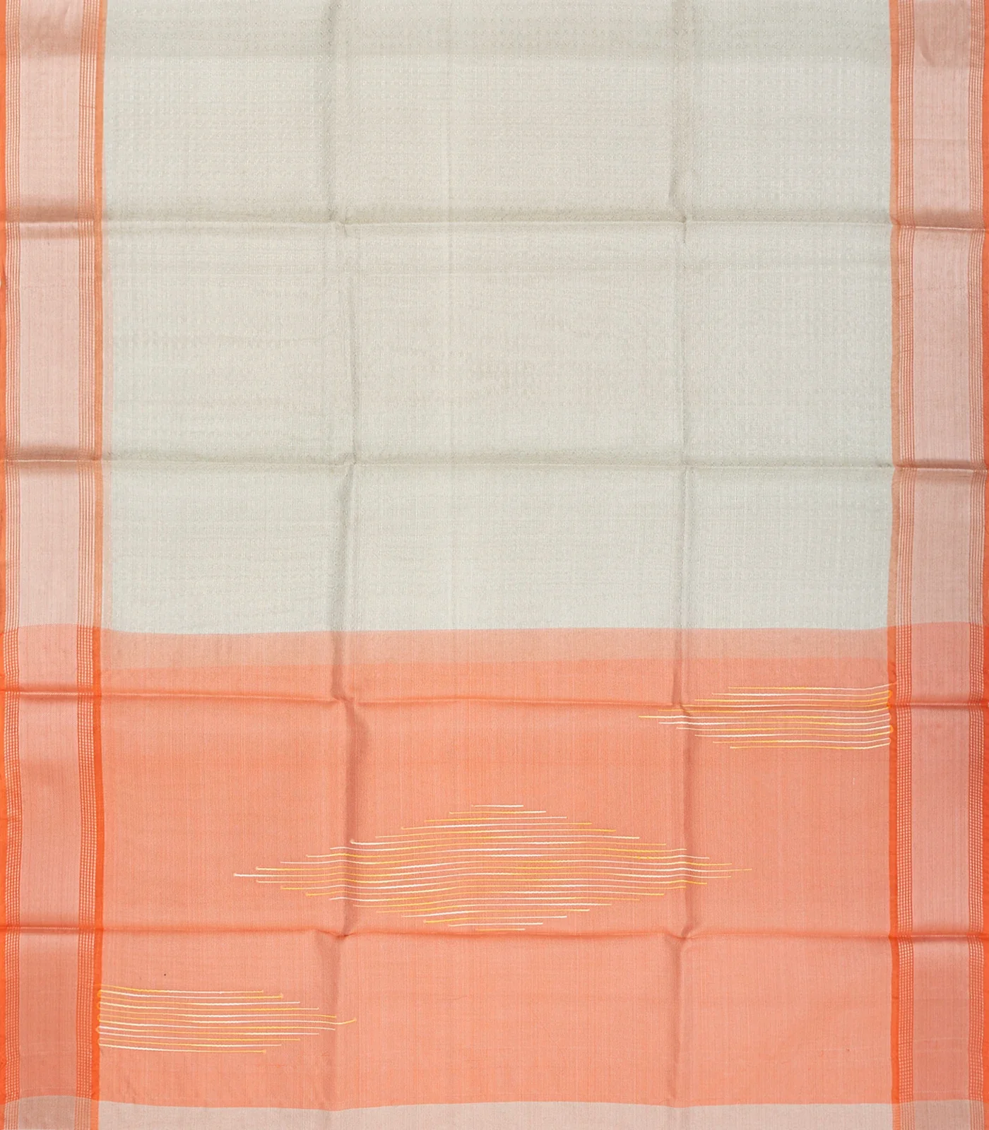 RmKV Grey Blended Tussar Tissue Saree With Peach Border-Grey - view 2