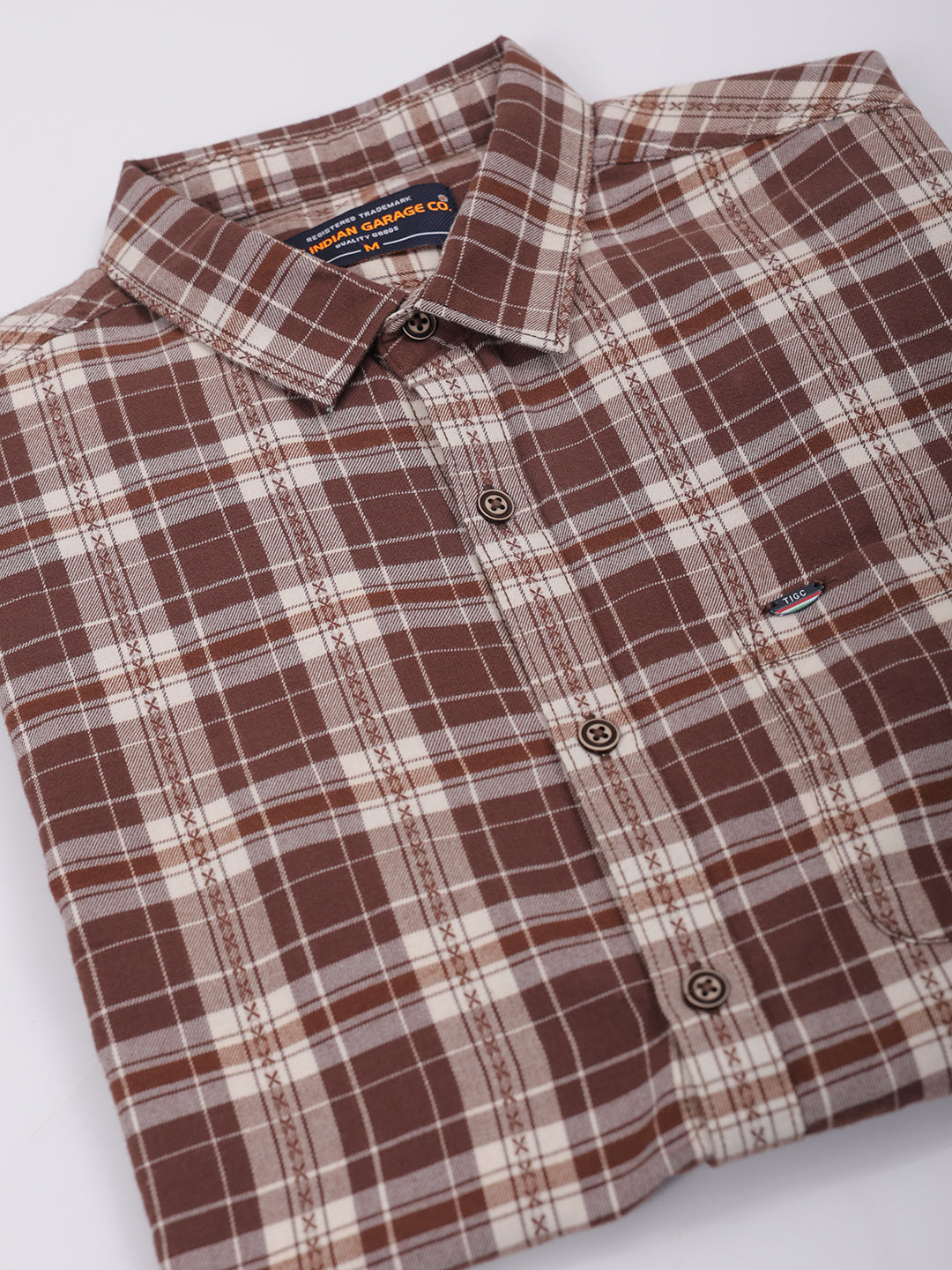 The Indian Garage Co Men's Brown Slim Fit Checked Shirt - view 7