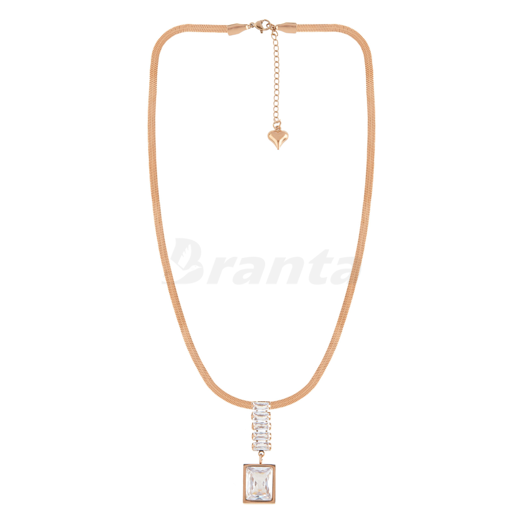 Branta White Rectangle Diamond Pendant Necklace - view 2