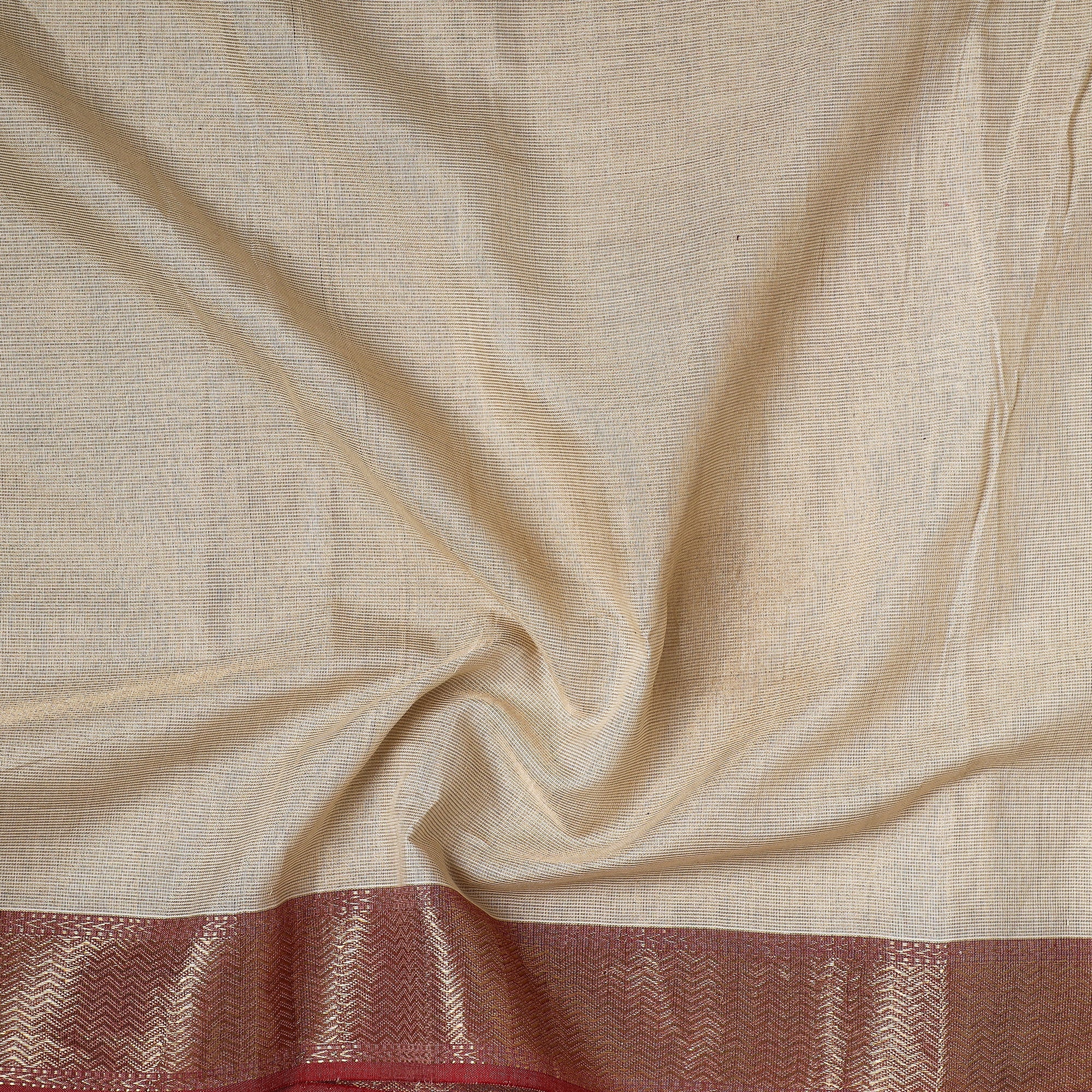CHANDERI BY RAUPH KHAN Beige - Traditional Chanderi Silk Handloom Precut Fabric (1.3 meter) - view 2