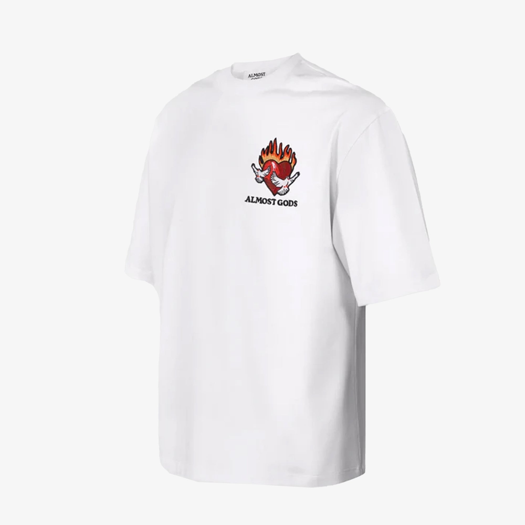 Almost Gods | Burning Heart Boxy Tee { White - view 2