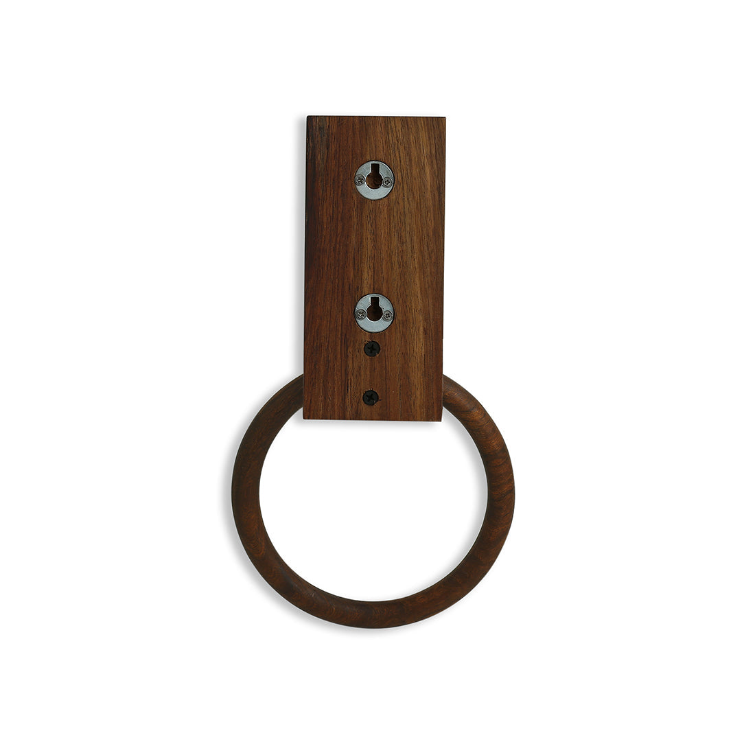 EXCLUSIVELANE 'Floral Block' Hand Carved Sheesham Wood Towel Ring Holder - view 3