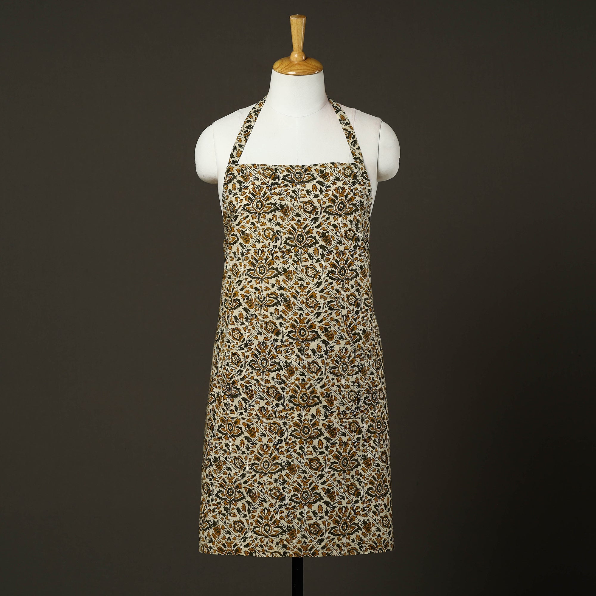 JALPARI Beige - Bagru Block Print Cotton Apron with Pocket 30