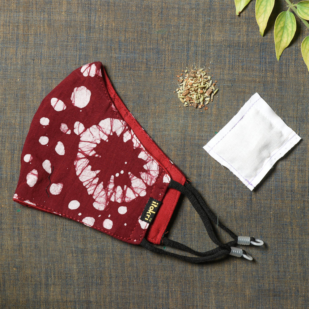 JALPARI Herb Pocket Batik Print Cotton 3 Layer Snug Fit Face Cover