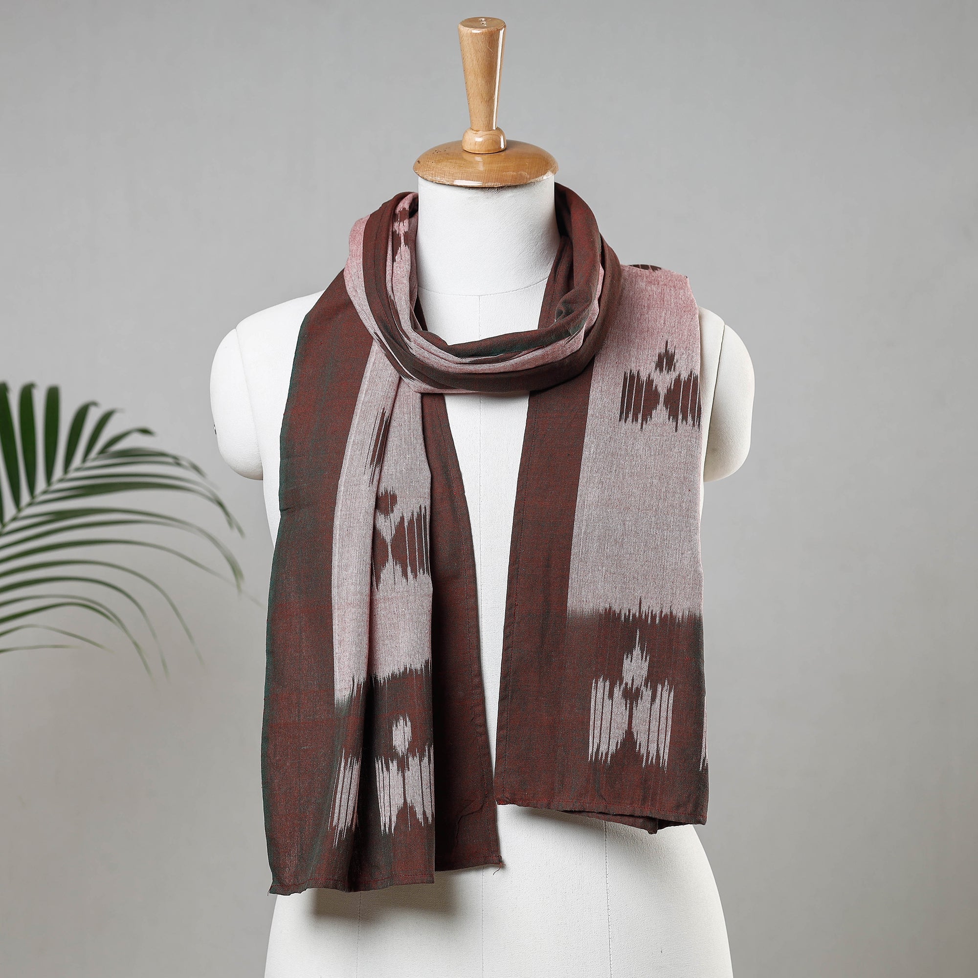 IKAT WEAVES BY EDEM CHANDANA Brown - Handloom Cotton Pochampally Ikat Stole
