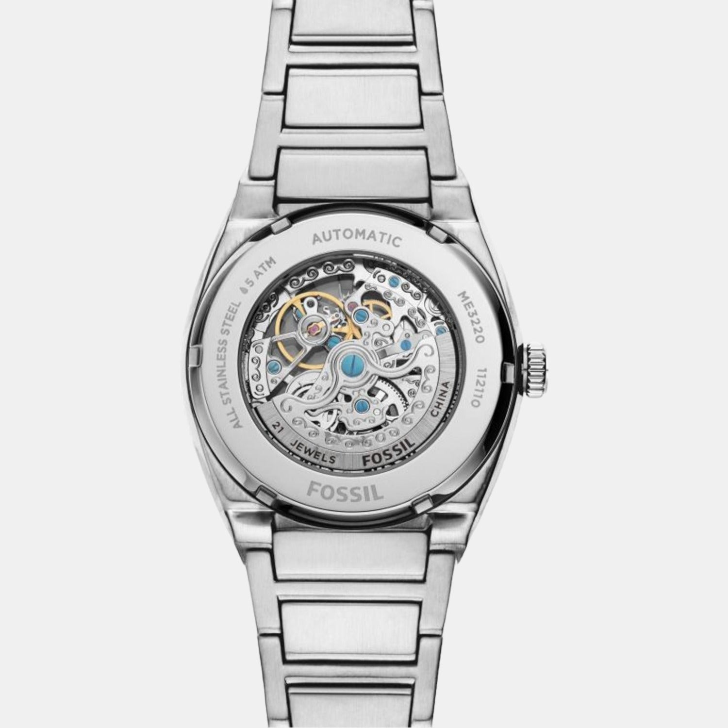 Fossil Everett Men Automatic Blue Dial Analog Stainless Steel Watch ME3220 - view 3