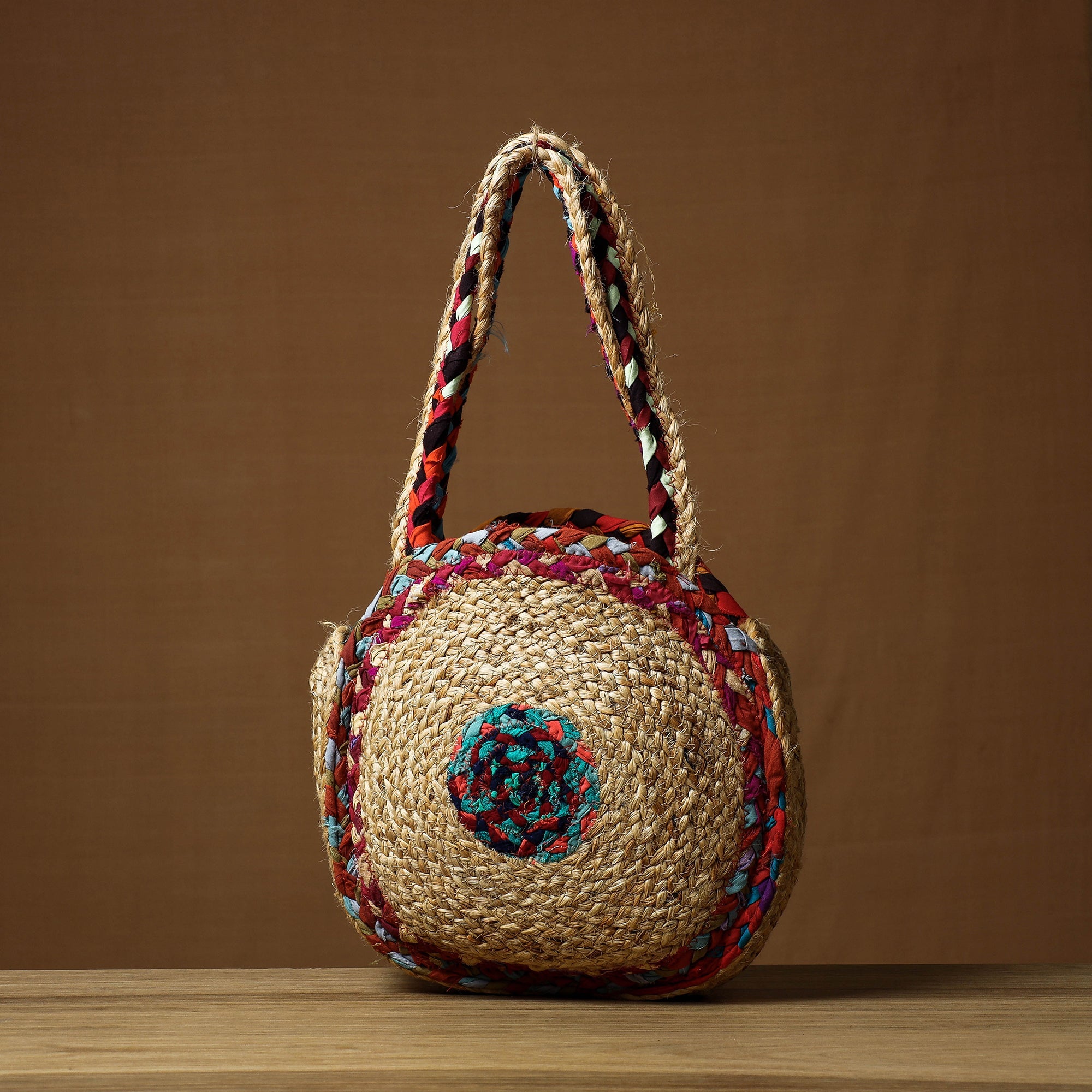 ITOKRI CRAFTS INITIATIVE Beige - Handcrafted Multipurpose Jute Round Hand Bag - view 2