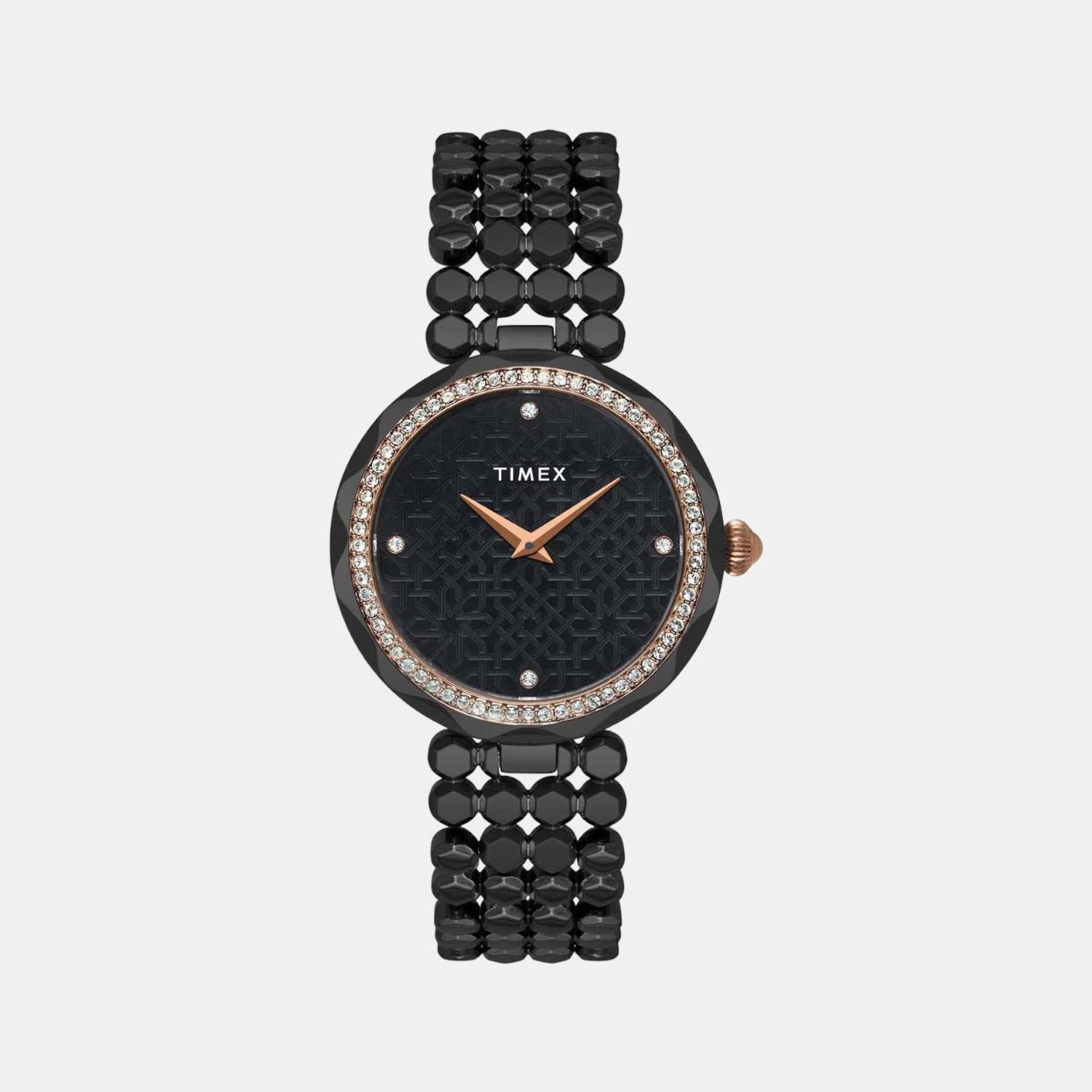 Timex Fria Women Quartz Black Dial Analog Stainless Steel Watch TWEL13909