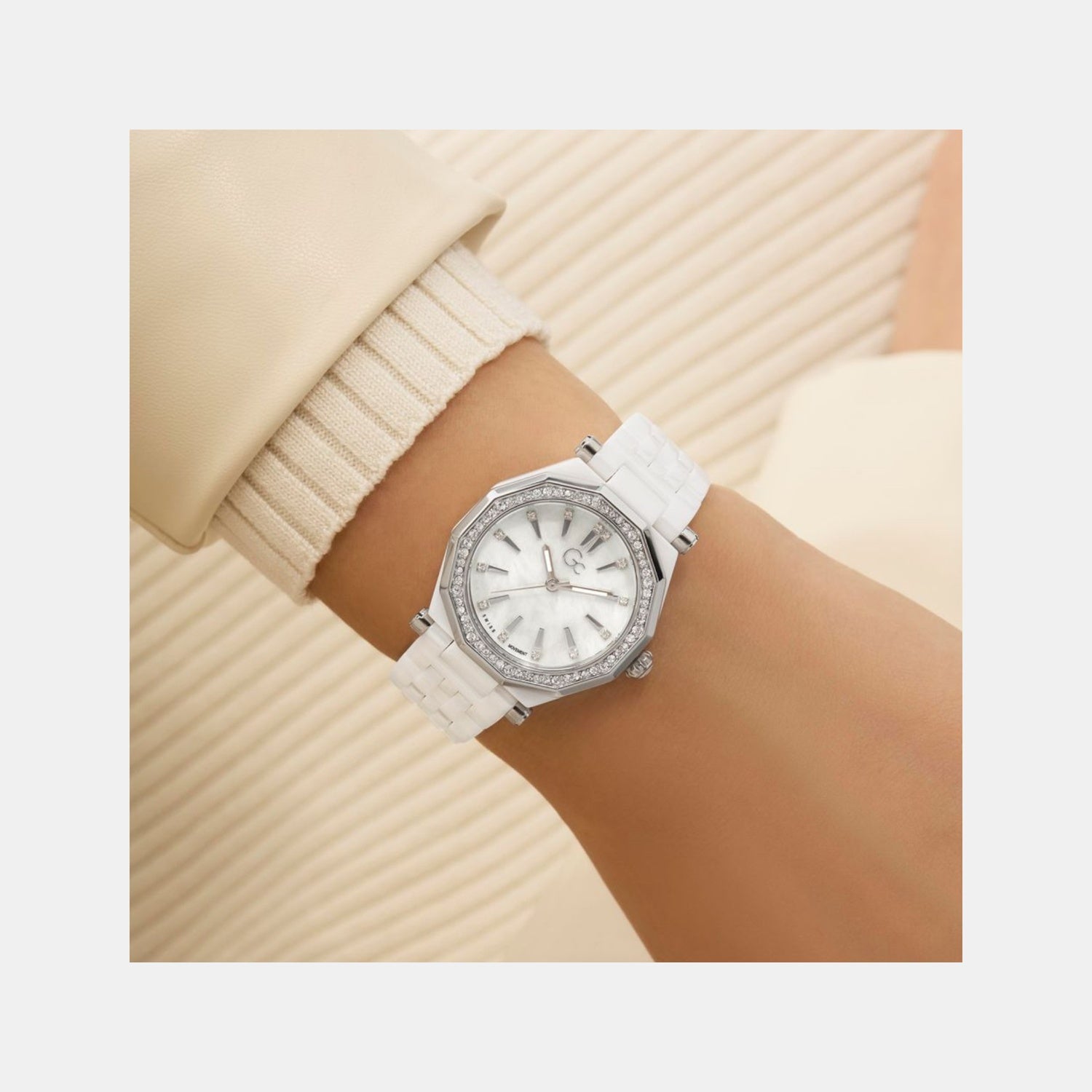 Gc Gleam Women Quartz White Dial Multi-Function Ceramic Watch Z59003L1 - view 5
