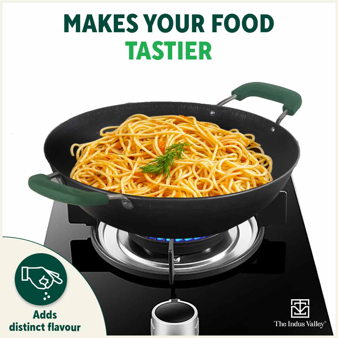 The Indus Valley 100% Pure Sheet Iron Kadai with Silicon Handle, Seasoned, Toxin-free - view 9