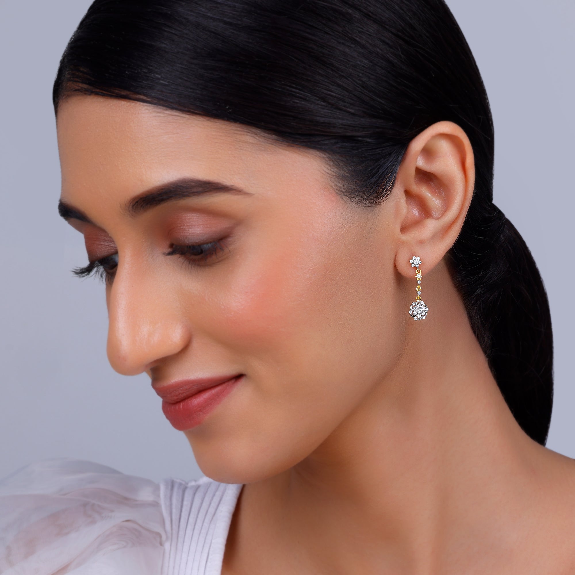 GIVA Jewellery Gold Ageratum Diamond Earrings - view 3