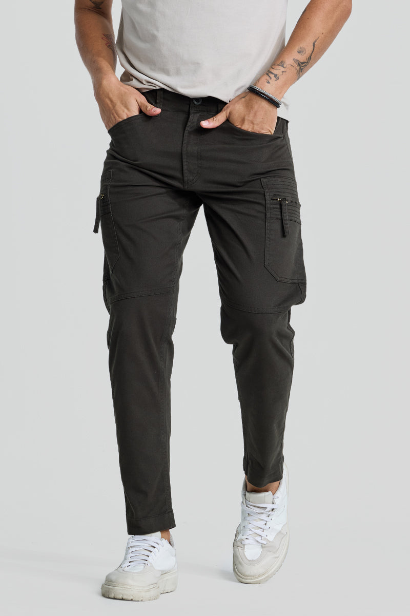 SNITCH Olive Slim Fit Cargo Pants