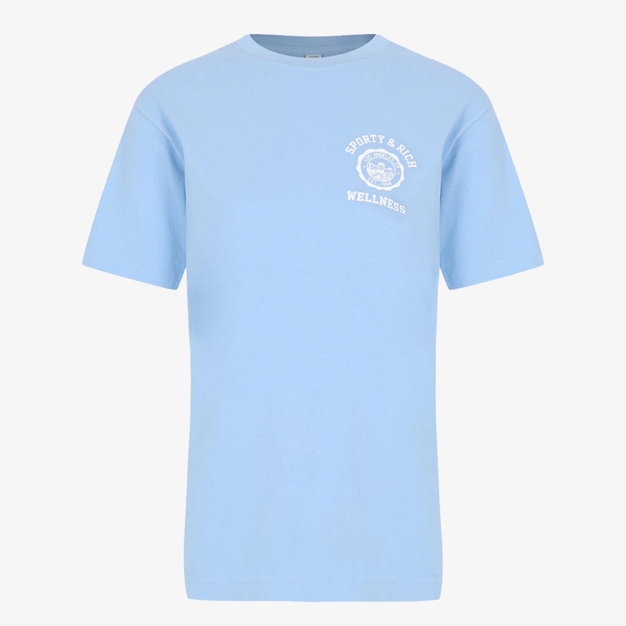 Sporty & Rich | Emblem T-shirt { Sky Blue/white