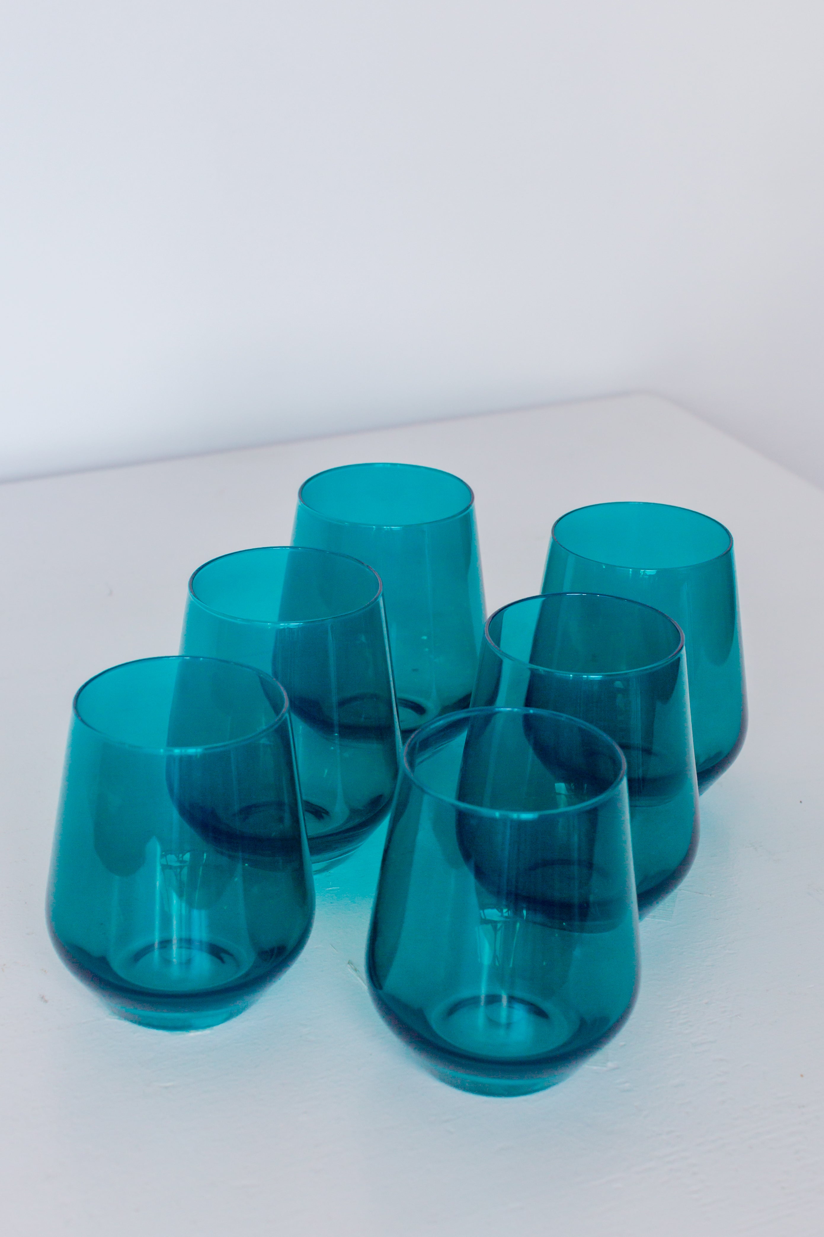 Estelle Colored Glass Estelle Colored Wine Stemless - Set of 6 {Teal}